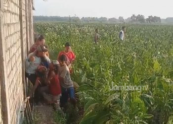 Salah satu korban oknum perguruan silat saat ditandu warga ; FOTO; Tangkap Layar Vidio Viral