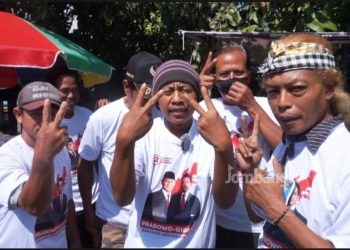 Paguyuban UMKM dan Abang Bakso Ikut Deklarasi Kemenangan Prabowo-Gibran Satu Putaran.