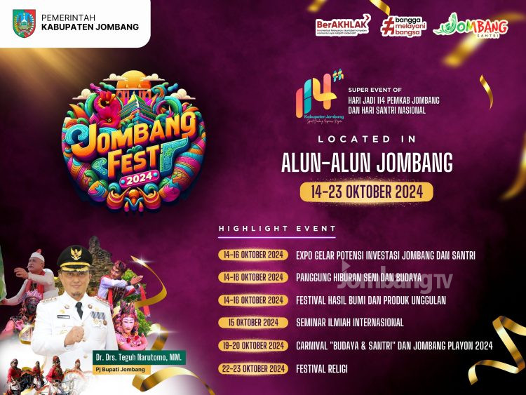 Sambut Hari Jadi Jombang dan Hari Santri Nasional, Pemkab Jombang Gelar Jombang Fest 2024.